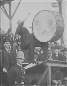 Royal Rooter Cheering the Boston Americans on with a Drum