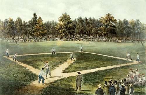 The American national game of baseball by Currier & Ives.