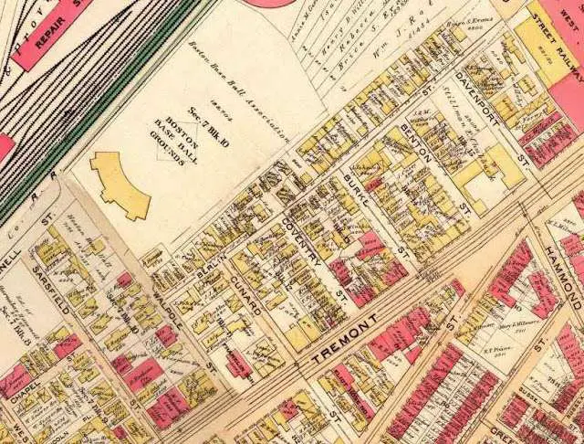 1890 map of the neighborhood burned by the fire
