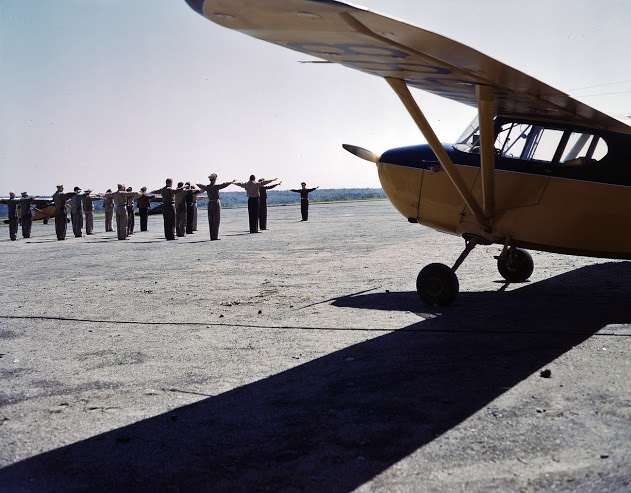 Flying Minutemen exercising at Civilian Air Patrol Base # 20 in Trenton, Maine.
