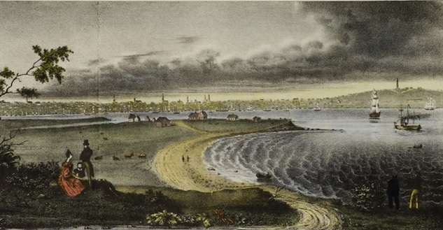 S.E. View of Portland in 1832, Taken from Fort Preble, on Purpooduck Point