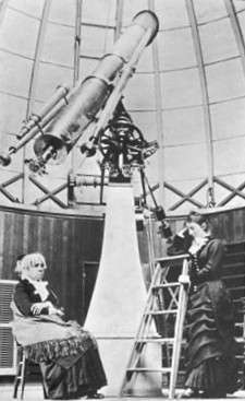 Maria Mitchell and student in the observatory at Vassar