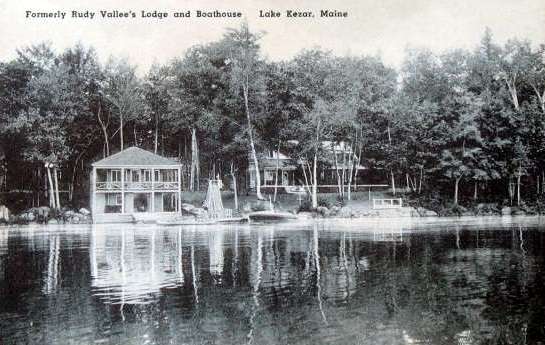 Postcard showing Rudy Vallee's Kezar Lake House.