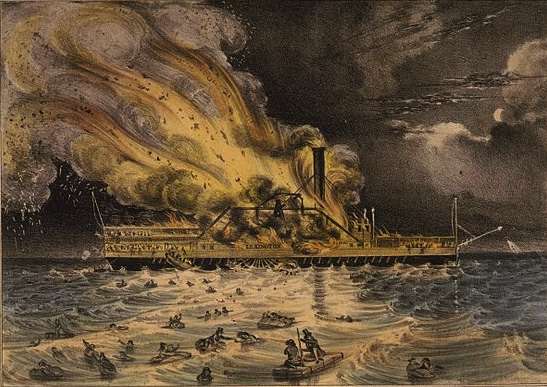 Steamboat Lexington tragedy by Nathaniel Currier