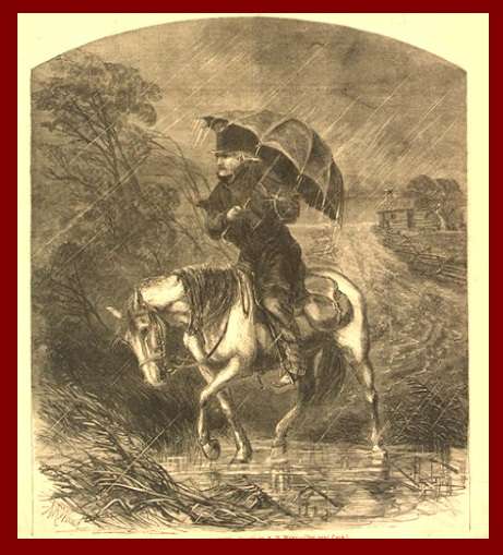 Methodist circuit riders, like this one seen in a Harper’s Weekly illustration, traveling New England delivering fiery and passionate sermons built the church by converting men like Sam Smith to the church and then moving on, leaving the new converts to spread the word.