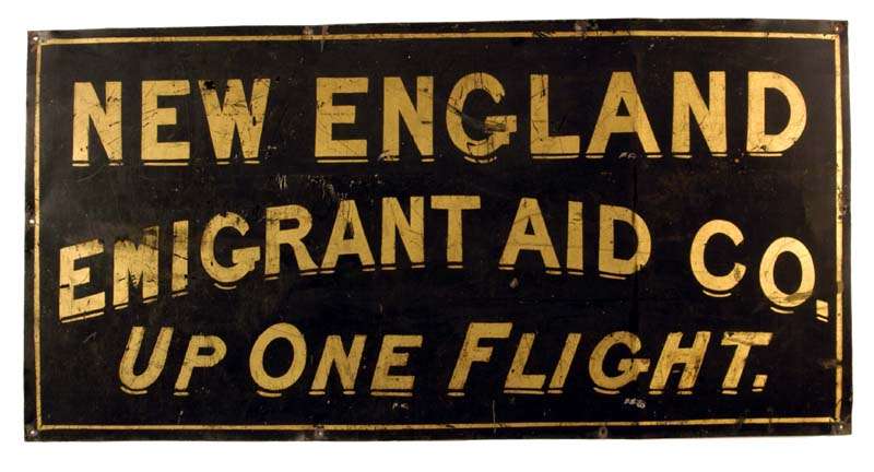 hannah ropes new england emigrant aid society sign