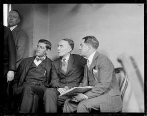 Gerald Chapman with his attorneys. Photo courtesy Boston Public Library, Leslie Jones Collection.