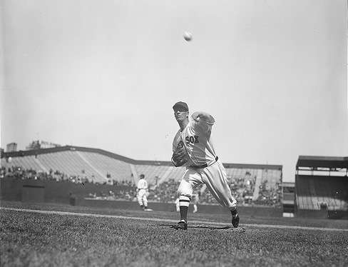 Lefty Grove pitching. Photo courtesy Boston Public Library, Leslie Jones Collection.