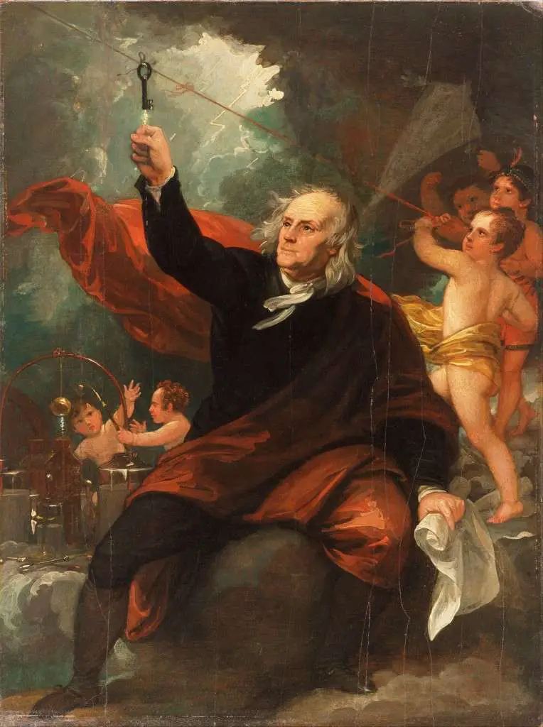 1768 lightning Benjamin_West,_Benjamin_Franklin_Drawing_Electricity_from_the_Sky_-_Google_Art_Project