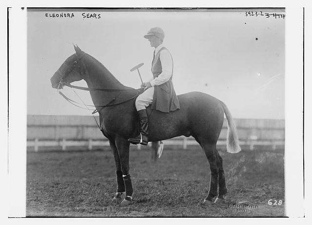 Eleonora Sears astride her polo pony. Photo courtesy Library of Congress. 