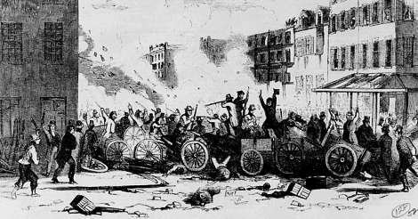 Riot Between the Bowery Boys and the Dead Rabbits gangs in 1857 (NY Public Library)