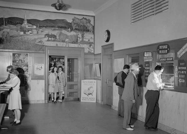 Southington Post Office lobby. Photo courtesy Library of Congress.