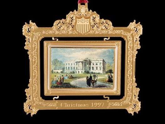 The 1997 Christmas ornament depicting the Pierce White House