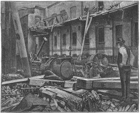 Inspectors examine the Amoskeag mill disaster (Scientific American)