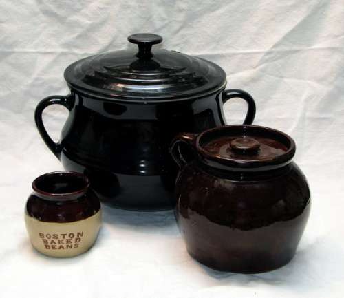 Vintage B & M Baked Beans Crock With Lid Ceramic Bean Pot Brown